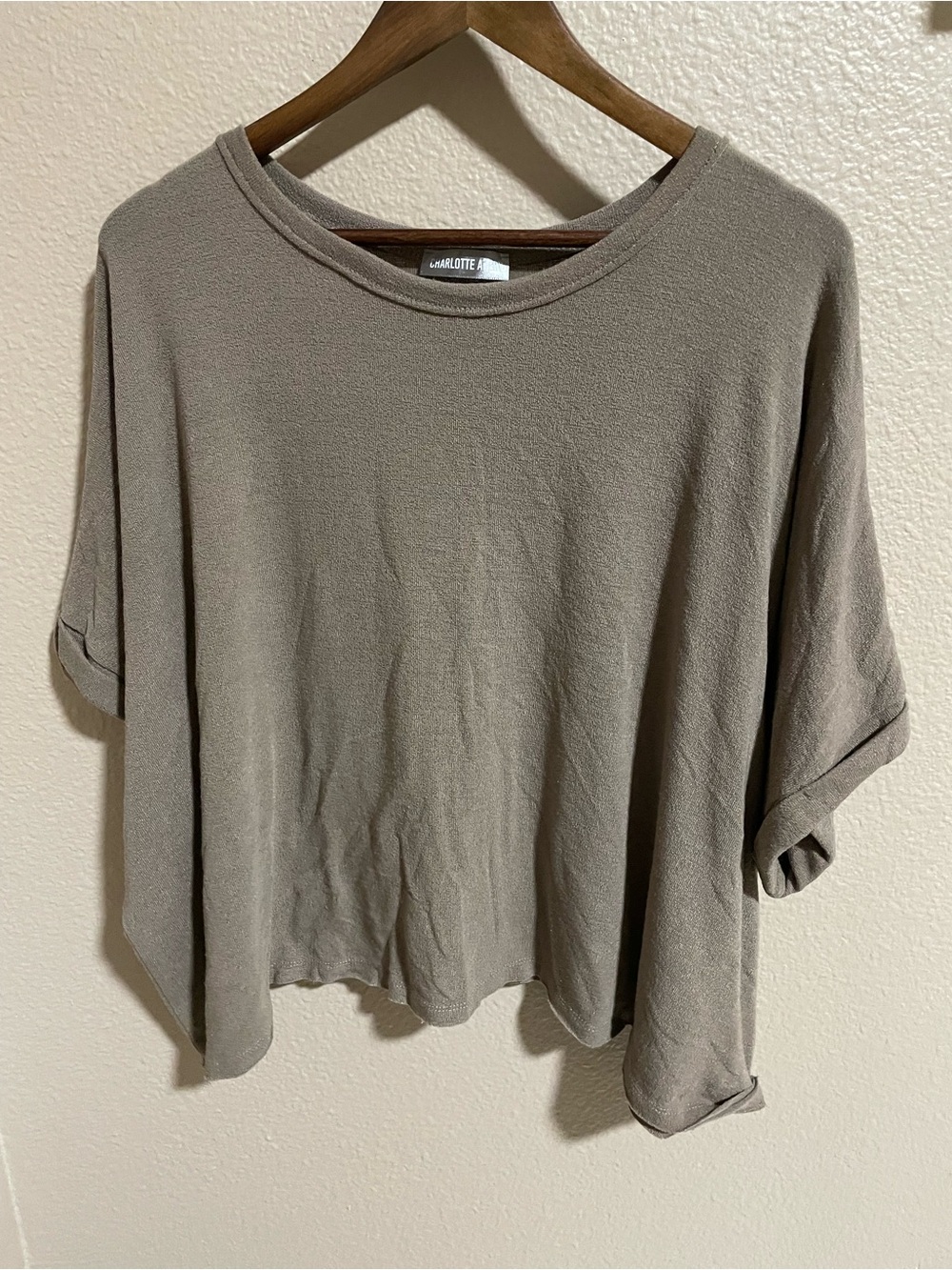 Charlotte Avery Taupe Relaxed Short Sleeve Boxy Tee